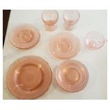 Pink depression glass 21 pieces