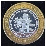 $10 Silver .999 Ballyï¿½s Saloon Gaming Token