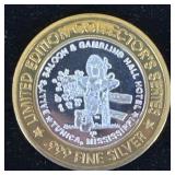 $10 Silver .999 Ballyï¿½s Saloon Gaming Token