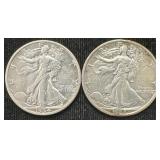 Silver 1934-d And 1935 Walking Liberty Half Dollar