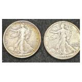 Silver 1937 And 1942-s Walking Liberty Half-dollar