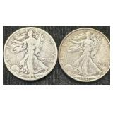 Silver 1935-d And 1940-s Liberty Half Dollar