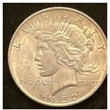 Silver 1922 Peace Dollar; Good Mint Luster