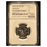 Silver 2004-s Michigan Pf69 Ultra Cameo Quarter