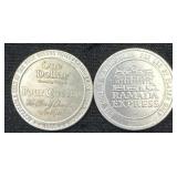 2 - $1 Casino Gaming Tokens, Nevada