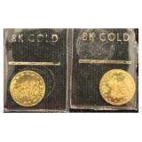 2- 8k Gold Miniature Coins