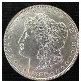 Silver 1885 Morgan Dollar, Nice Details And Luster
