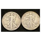 Silver 1938-d And 1941 Walking Liberty Half-dol