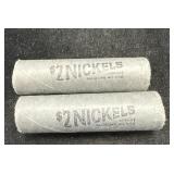 2- $2 1973 Nickel Bank Rolls Unc