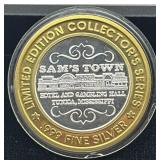 $10 Silver .999 Sams Town Casino Gaming Token