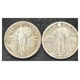 Silver 1926 And 1929 Standing Liberty Quarters
