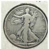 1939-d Walking Liberty Half Dollar, 90% Silver