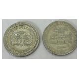 Two Vintage Las Vegas Gaming Tokens One 1979