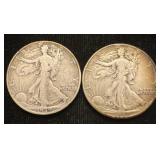 Silver 1939-s And 1942 Walking Liberty Half Dol