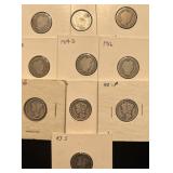 10- Silver Dimes, Mixed Lot Of Barber And Mercury