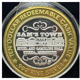 $10 Silver .999 Sams Town Casino Gaming Token