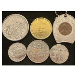 6 Various Vintage Tokens