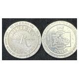 2- $1 1980s Las Vegas Gaming Tokens