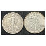 Silver 1941-d And 1942 Walking Liberty Half Doll