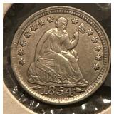 Silver 1854 Arrows Seated Half Dime Great Details