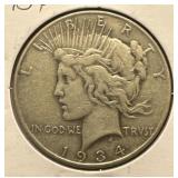 Silver 1934 Peace Dollar