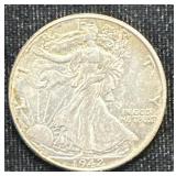 Unc Silver 1942 Walking Liberty Half Dollar