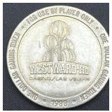 1988 Westward Ho Casino $1 Gaming Token