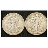 Silver 1945 And 1945-d Walking Liberty Half Dol