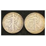 Silver 1944-d And 1945-s Walking Liberty Half Dol