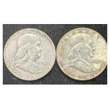Silver 1952 And 1954-d Franklin Half Dollars
