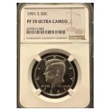 1991-s Pf70 Ultra Cameo Kennedy Half Dollar