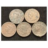 5- Large One Cent Pieces