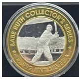 $10 Silver .999 Babe Ruth Series Gaming Token,
