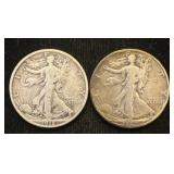 Silver 1918 And 1929-s Walking Liberty Half-dol