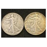 Silver 1937-d And 1943 Walking Liberty Half Dol