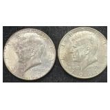 Silver 1967 And 1968-d Kennedy Half Dollars