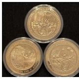 3- Solid Bronze Coin Medal History United States
