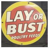 Vtg. Porcelain advertising sign for Lay or Bust