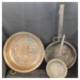 Vtg.Copper colander/ Vtg Copper Frying pan &