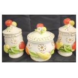 Vtg Fred Roberts co. Canister Fruit &Daisy with