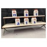 Vintage Milk Glass Shaker Spice Jars w/metal rack