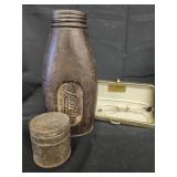 Vtg. Justrite advertising tin and container/ V