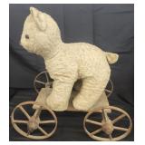Vtg. Antique Mohair Bear With Vtg Wheels