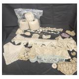 Vtg cream and blue cotton crochet thread / Vtg