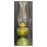 Vintage Green Glass Oil Lamp