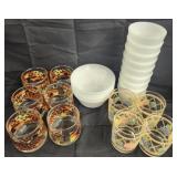 Fire king anchor hockings milk 9 glass & 4 bowls