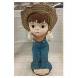 Vintage Concrete Kissing Boy with Flowers