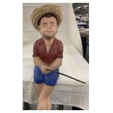 Concrete Sitting Fishing Boy