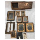 Antique Photos in Ornate Gilded Frames, Wood Box