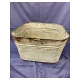 Vintage Galvanized Metal Square Washtub 22" square